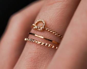 The Kaset Set of 3 Stacking Rings | 14K Gold fill, Rose, Silver | gold stack, stackable, delicate gold ring, ring set, minimal ring, HNIRL