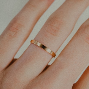 Mirror Band in Solid 14K Gold, stacking ring, stackable simple rings, extra thick, gold, engagement, wedding, 2mm, flat smooth polished