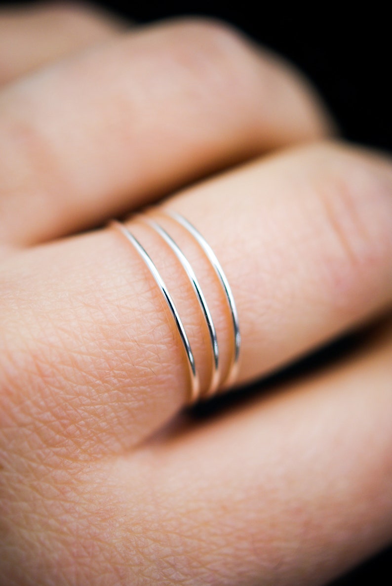 Ultra Thin Sterling Silver stacking ring, super skinny, extra thin, tiny, thinnest, silver, stackable, slender, delicate, threadbare, .7mm image 7