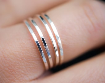 Sterling Silver stack ring set of 4, medium thickness, skinny silver stacking rings, silver stack rings, 925 sterling silver stack ring