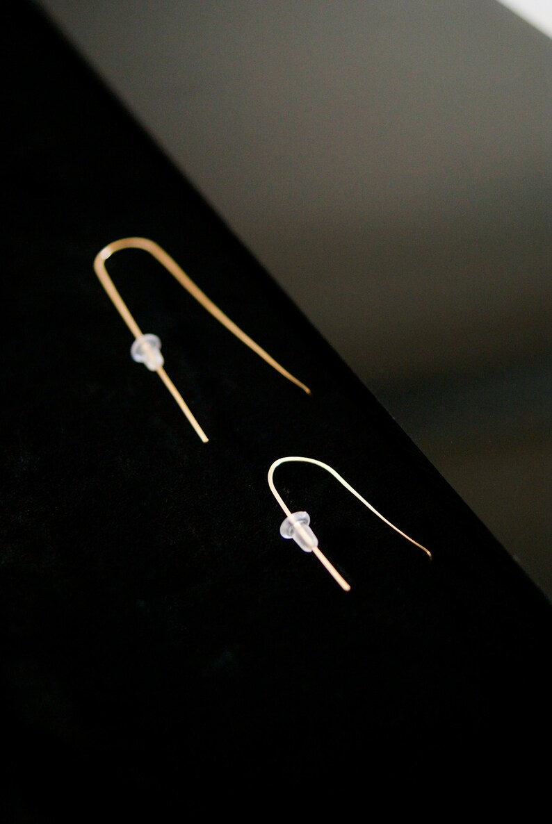 Long Gold Arch earrings, Hammered Gold earrings, Long linear earrings, gold bar earrings, arch earrings, gold arch earring, u earrings image 3