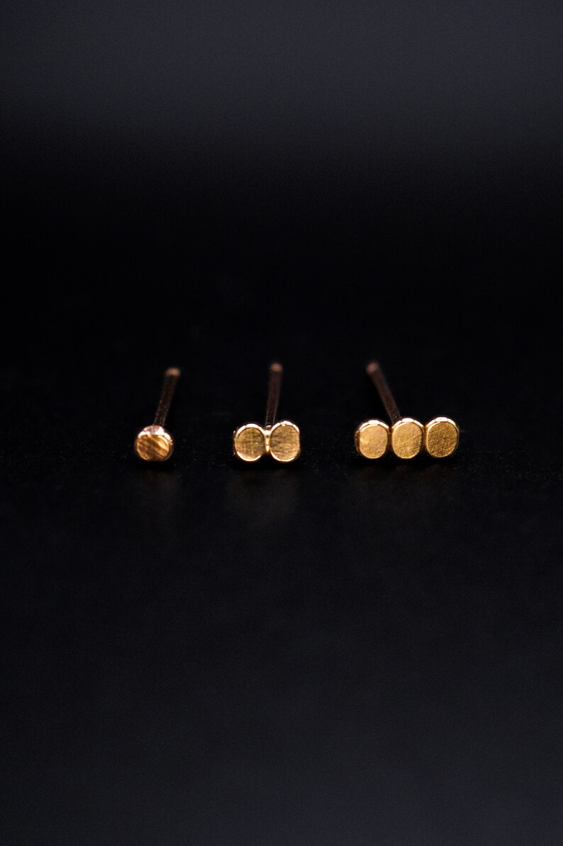 Hammered Bead Stud earrings in 14K Gold fill, Rose Gold Fill or Sterling Silver, minimalist, recycled upcycled, sustainable, gift, pebbles image 1