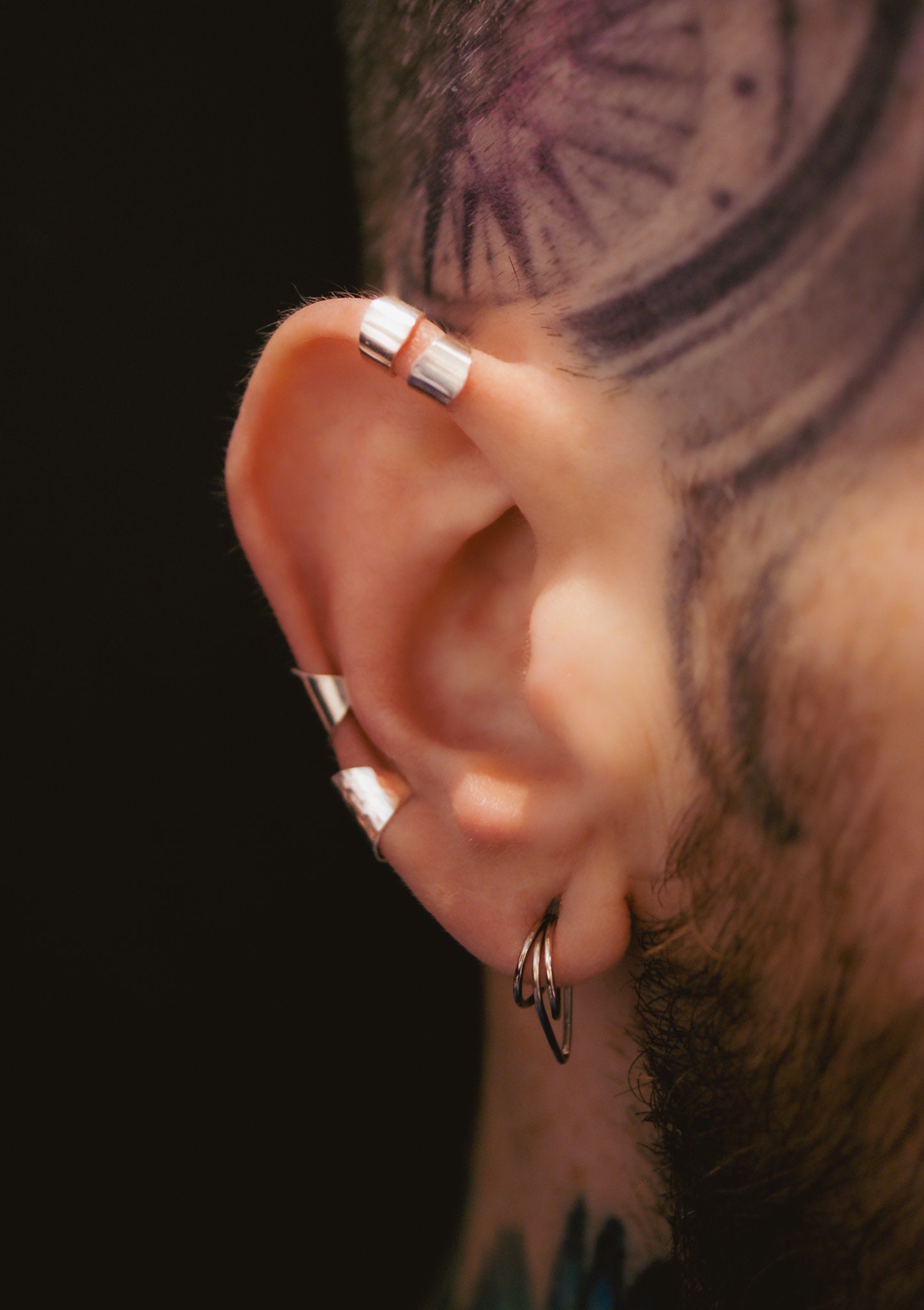 Mens Shield Ear Cuff Earring in 14K Gold Fill Rose Gold or