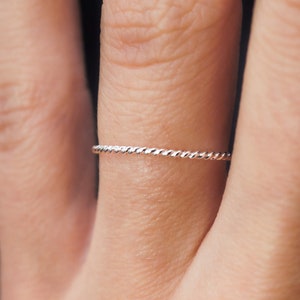 Sterling Silver Twist Ring | Thick or Thin | single textured stacking ring stackable rope 925 sterling twisted friendship ring gift for her