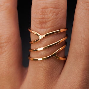 Curved Wraparound Ring in 14K Gold-Fill, gold filled delicate modern statement, art deco style, wrapped woven, organic spring jewelry, 1.5mm