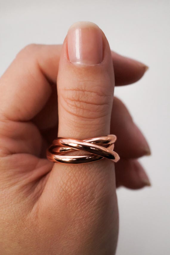 Chunky Interlocking Ring | Gold, Rose, Silver, Mixed | Set of 3