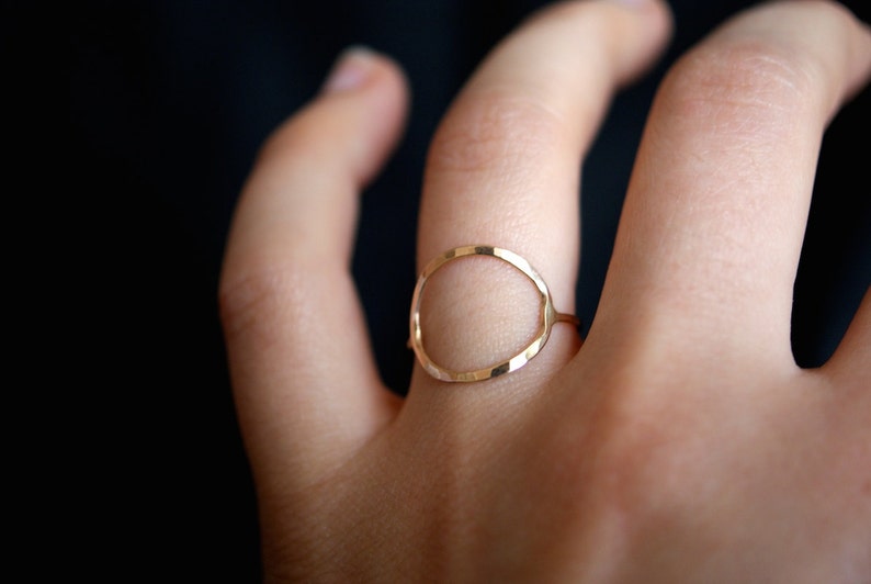 Circle Ring in 14K Gold Fill, gold circle ring, skinny or thick gold circle ring, 14k gold fill circle ring, hammered gold infinity ring image 6