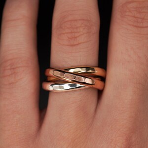 Chunky Interlocking Ring | Gold, Rose, Silver, Mixed | set of 3 bands, rolling, trinity, wrap, fidget, entwined infinity, super thick, thumb
