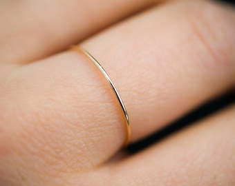 Ultra Thin Gold Stacking ring, hammered stacking ring, 14k gold fill stacking ring, 14k gold fill stackable ring, delicate gold ring, thin