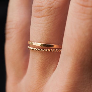 Thin Twist Stacking Set of 2 Rings in 14K Gold fill, gold stack, stackable ring, delicate gold ring, gold ring set, minimal ring, set of 2 Thick