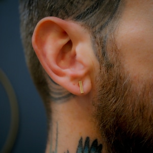 Men's Mirror Stud in 14K Gold Fill, Rose Gold Fill, or Sterling Silver, Men's Earring, rectangle earring, unisex earrings, men's jewelry image 3
