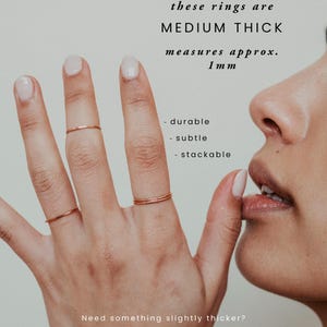 Mittlere Dicke Stapelring | 14K Rosegold gefüllt | Gehämmert oder Glatt | 1mm dicker Ring gold fill, stapelbar, zart minimal Band, midi Bild 5