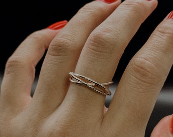 Set of 3 Twist Interlocking Rings, 14K Gold Fill, Rose Gold