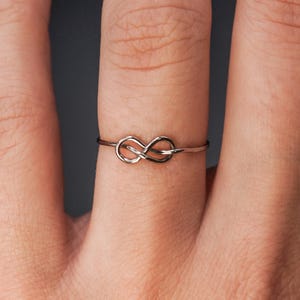 SOLID Infinity Knot ring in 14K White Palladium Gold, Gunmetal, Unisex, Love, forever, promise gift, anniversary, sentimental, nickel free