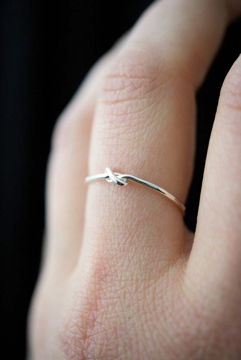 Closed Knot Ring, Sterling Silver, delicate thin, durable thick style, minimal bridesmaid gift idea, love knot, stacking ring, stackable image 5