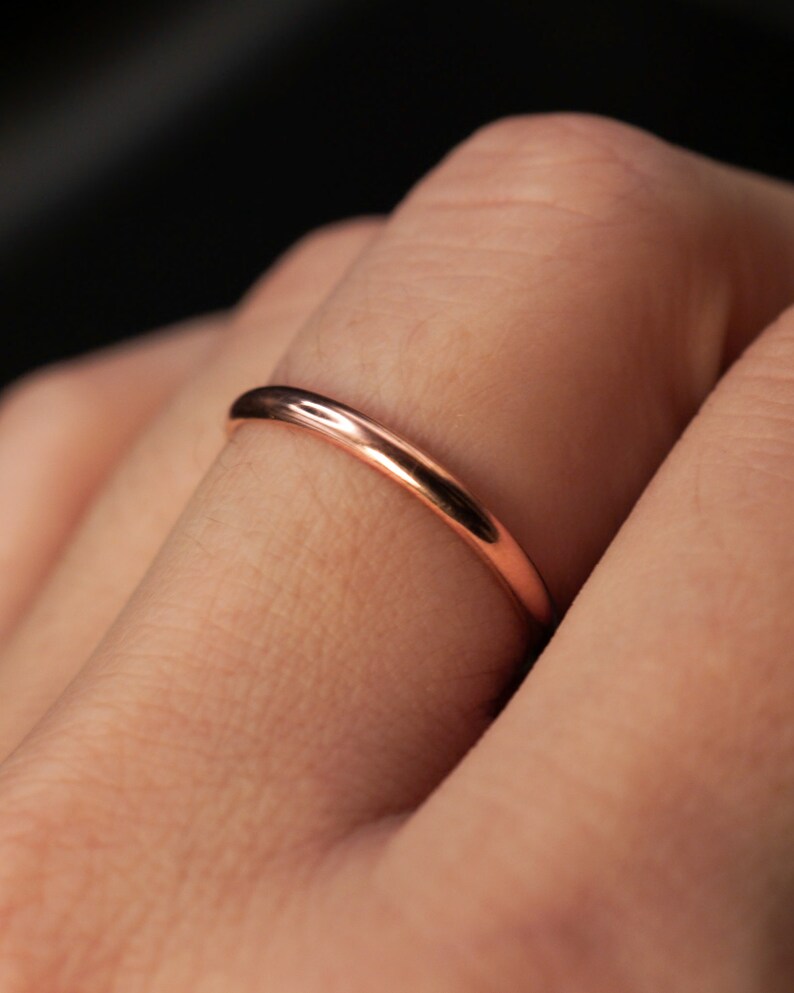 Extra Thick Rose Gold-fill Stack Ring, One Single Rose Gold-fill ring, stackable, thick, hammered rose gold fill band, new smooth finish Single - Smooth