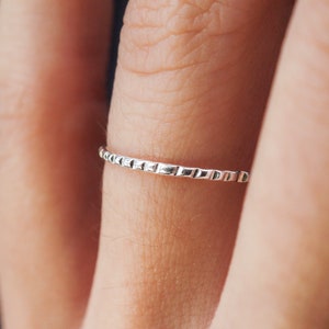 Ultra Thin Lined Set of 3 Stacking Rings, Bark Texture Stack Set ...