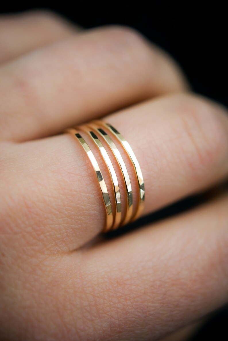 Gold Filled Stacking Rings Set of 4 Medium Thickness Gold Etsy