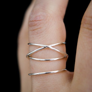 Large Wraparound ring, in 925 Sterling Silver, wrapped criss cross ring, woven ring, infinity, intertwined, overlapping, statement ring image 7