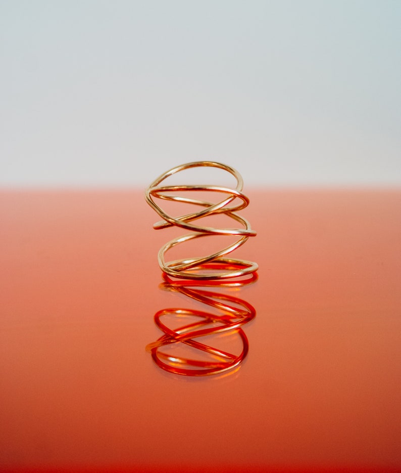 Extra Large Gold Wrap Ring, 14k gold fill wraparound ring, wrapped criss cross ring, woven ring, infinity, intertwined, overlapping, texture image 10