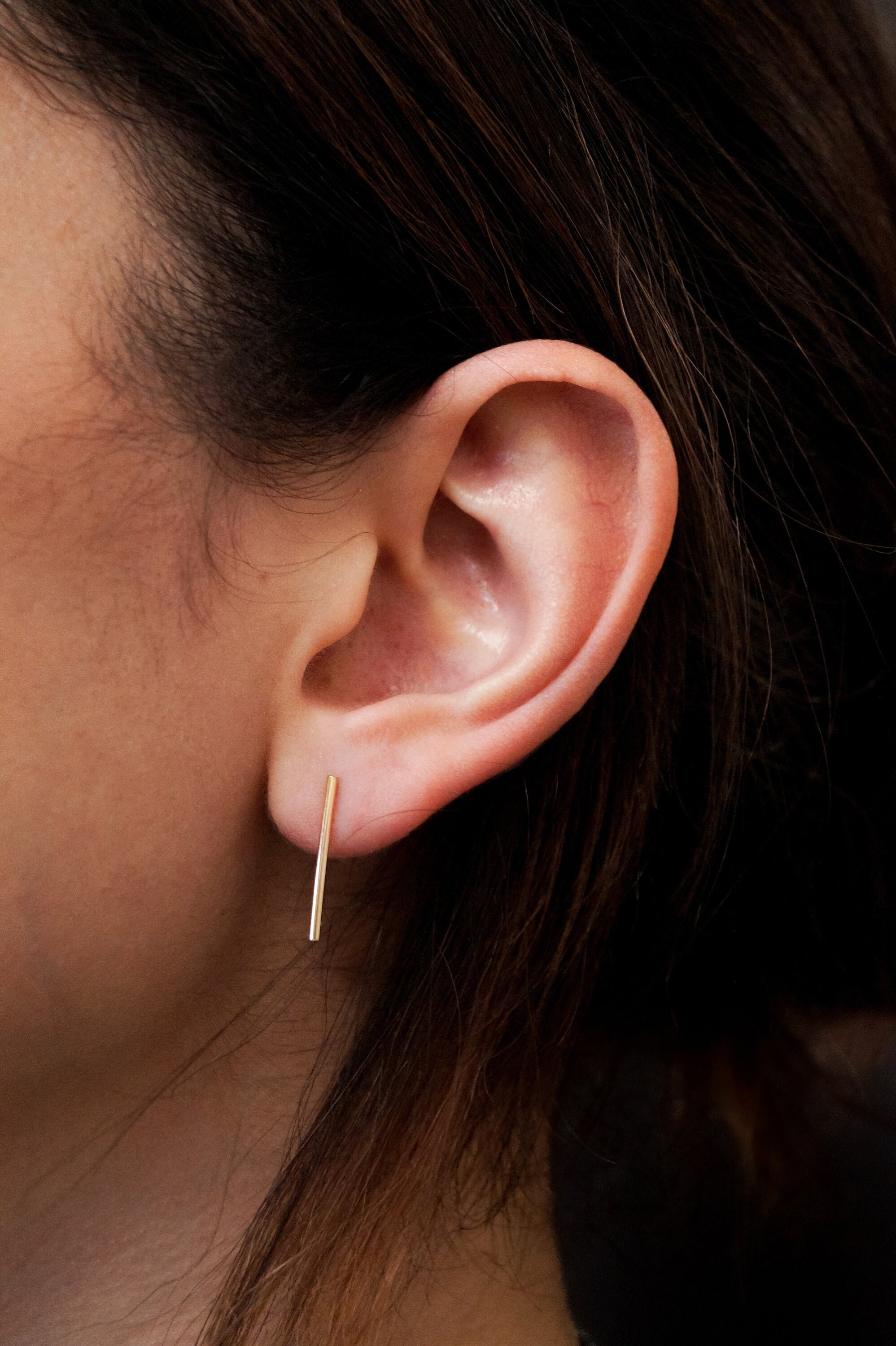 Thin gold bar best sale earrings