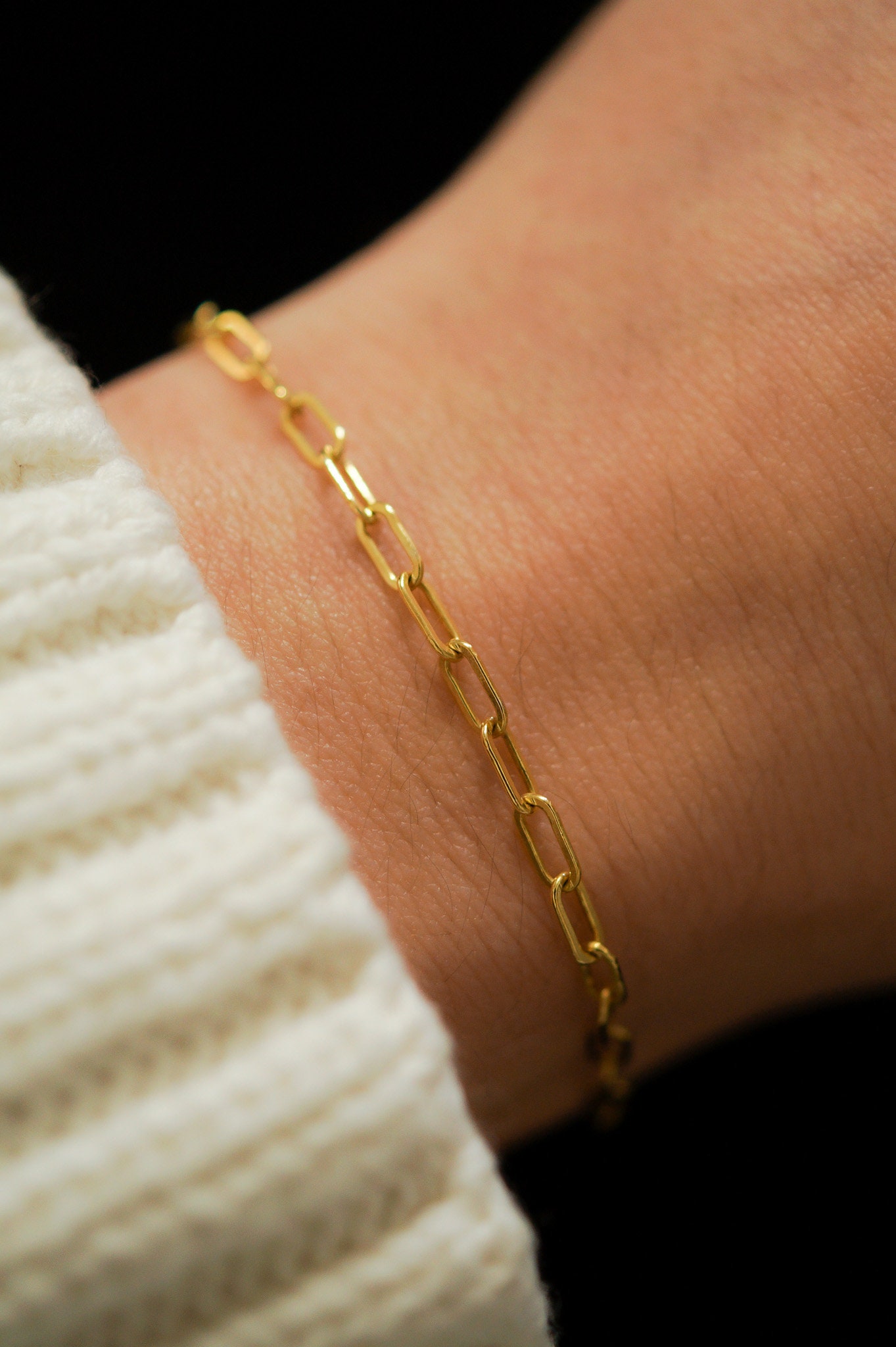 Rectangle Chain Bracelet in 14K Gold-fill, Rose Gold, or Sterling 