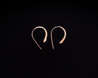 Aros pequeños sólidos en forma de U, oro amarillo, rosa o blanco de 14 k, lágrima, gota, aros, herradura, minimalistas, arco delicado, sutil