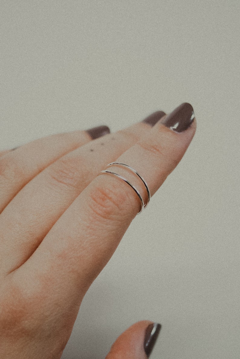 Medium Thickness Sterling Silver stacking ring, one single ring, hammered silver ring, silver stack ring, single silver ring, delicate ring image 6