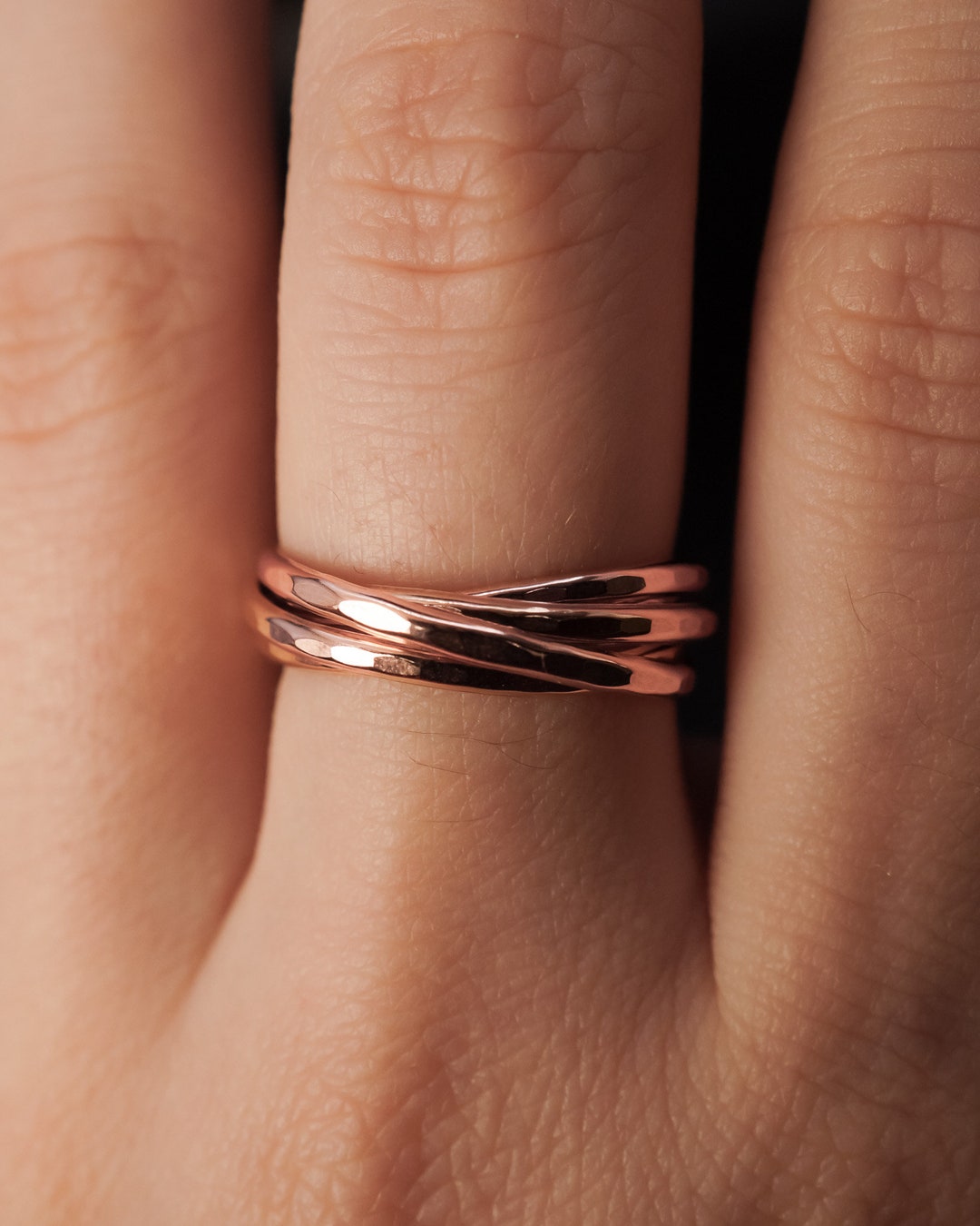 Thin Interlocking Rings, Set of 5 in Rose Gold, Gold, Silver ...