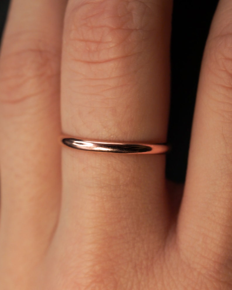 Extra Thick Rose Gold-fill Stack Ring, One Single Rose Gold-fill ring, stackable, thick, hammered rose gold fill band, new smooth finish image 5