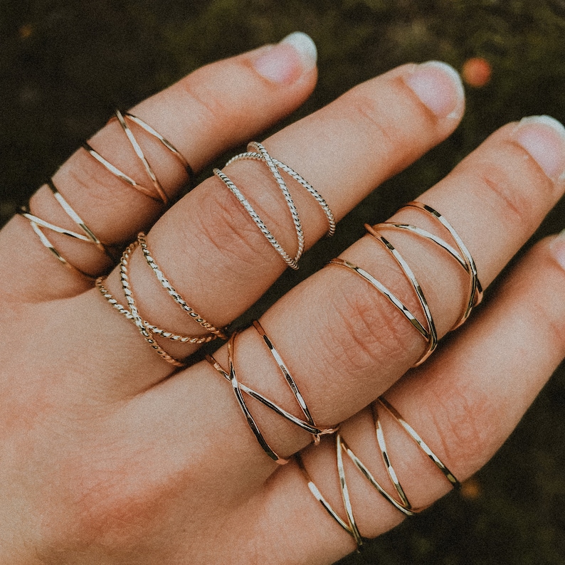 Wraparound Ring, 14K Rose Gold Fill, rose gold filled, wrapped criss cross ring, woven ring, infinity, intertwined, overlapping, texture image 6