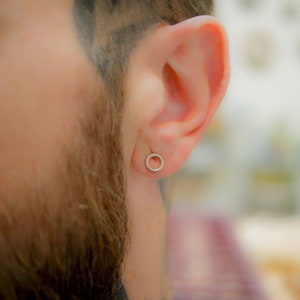 Men's Open Circle Stud in 14K Gold Fill, Rose Gold Fill, or Sterling Silver, Men's Earring, circle stud, unisex earrings, men's jewelry