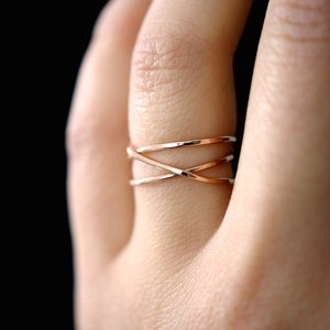 Wraparound Ring, 14K Rose Gold Fill, rose gold filled, wrapped criss cross ring, woven ring, infinity, intertwined, overlapping, texture image 9