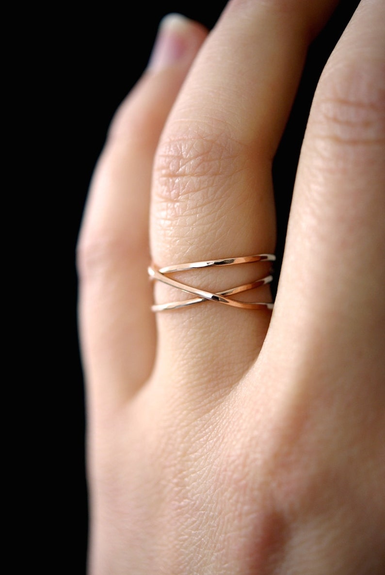 Wraparound Ring, 14K Rose Gold Fill, rose gold filled, wrapped criss cross ring, woven ring, infinity, intertwined, overlapping, texture image 9