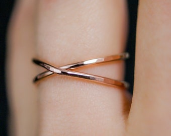 X-Ring in 14K Rose Gold Fill, rose gold criss cross ring, 14k rose gold-fill, rose gold cross ring, cross ring, criss cross ring, x ring