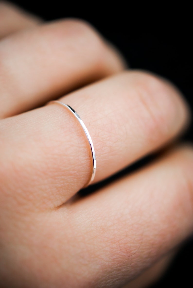 Ultra Thin Sterling Silver stacking ring, super skinny, extra thin, tiny, thinnest, silver, stackable, slender, delicate, threadbare, .7mm image 6