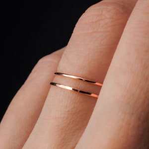 Rose Gold Ultra Thin Stacking ring, super skinny, extra thin, thinnest, slender, 14k rose gold fill, stackable, delicate, threadbare, .7mm image 2