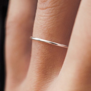 Medium Thickness Sterling Silver stacking ring, one single ring, hammered silver ring, silver stack ring, single silver ring, delicate ring Single - Smooth