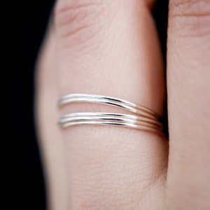 Sterling silver stacking rings set of 5, ultra thin, skinny silver stackable rings, silver stacking rings, hammered silver ring Smooth