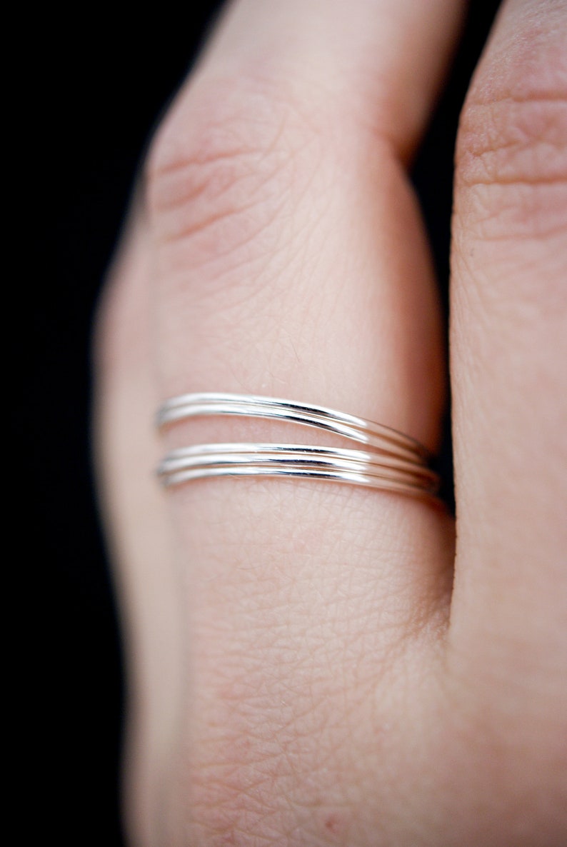 Sterling silver stacking rings set of 5, ultra thin, skinny silver stackable rings, silver stacking rings, hammered silver ring Smooth