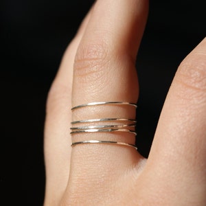 Set of 5 Ultra Thin Stacking Rings, Sterling Silver, skinny silver ring, silver rings, delicate silver ring, stacking ring, set of 5, midi image 4