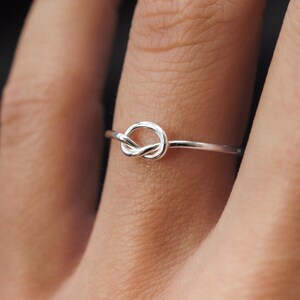 Open Knot Ring, Sterling Silver, delicate ring, silver knot ring, silver stacking ring, delicate knot, bridesmaid, thick or thin, pretzel image 4