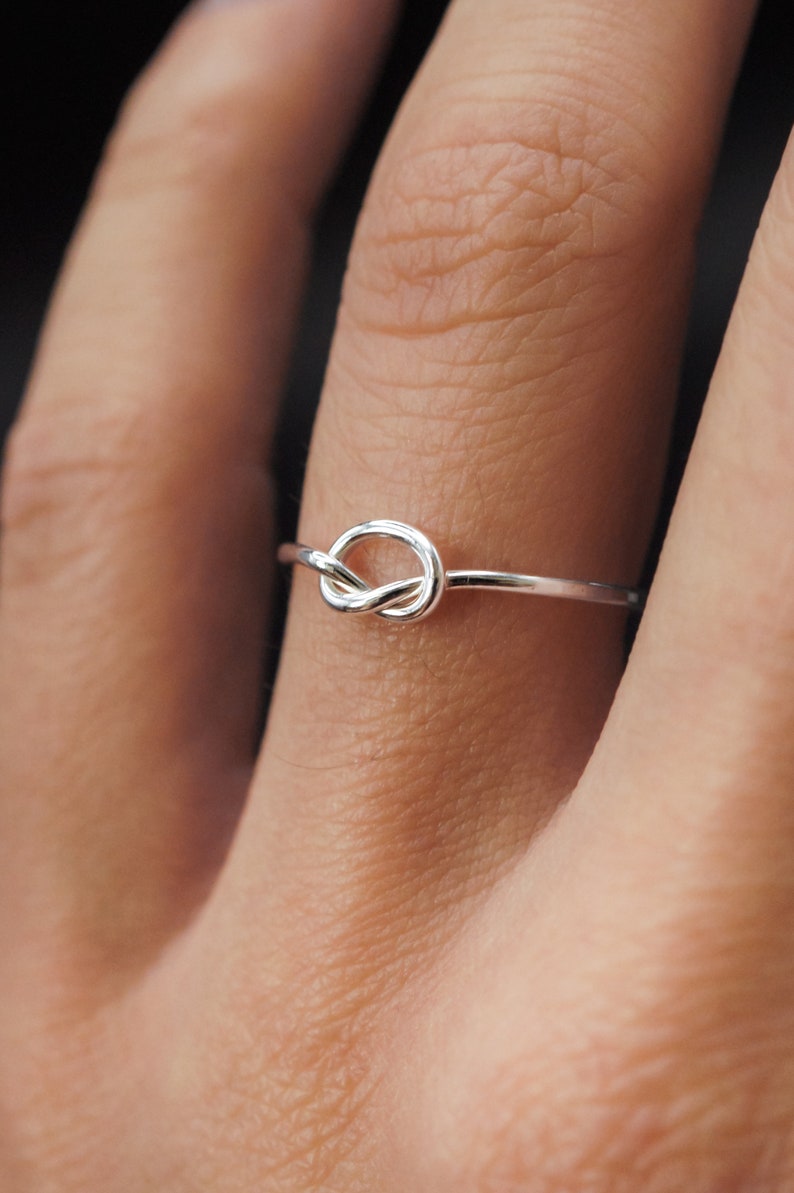 Open Knot Ring, Sterling Silver, delicate ring, silver knot ring, silver stacking ring, delicate knot, bridesmaid, thick or thin, pretzel image 4