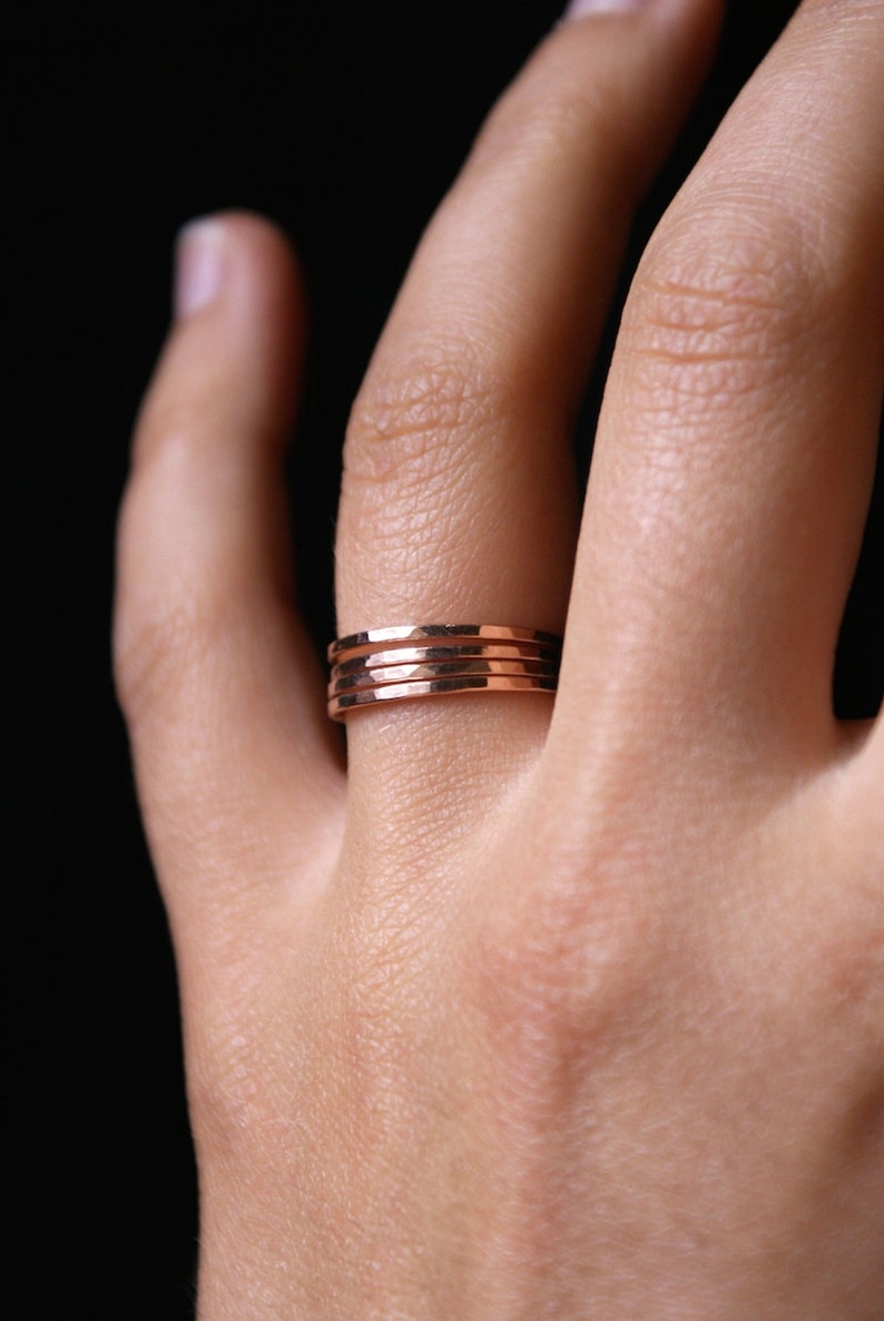 Rose Gold Stacking Rings Set of 4 Rose Gold Fill Stack Ring - Etsy