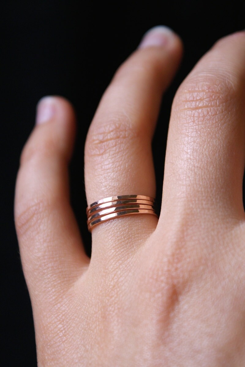 Rose Gold Stacking Rings Set of 4 Rose Gold Fill Stack Ring Etsy