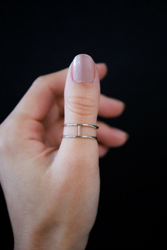 Small Cage Ring in Sterling Silver Double Bar Ring Silver Etsy