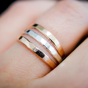 and 14K Gold Filled 14K Rose Gold Filled Mixed Metals Set of 8 Tri Color Stacking Rings Sterling Silver 