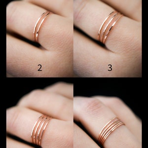 Rose Gold Ultra Thin Stacking ring, super skinny, extra thin, thinnest, slender, 14k rose gold fill, stackable, delicate, threadbare, .7mm image 4