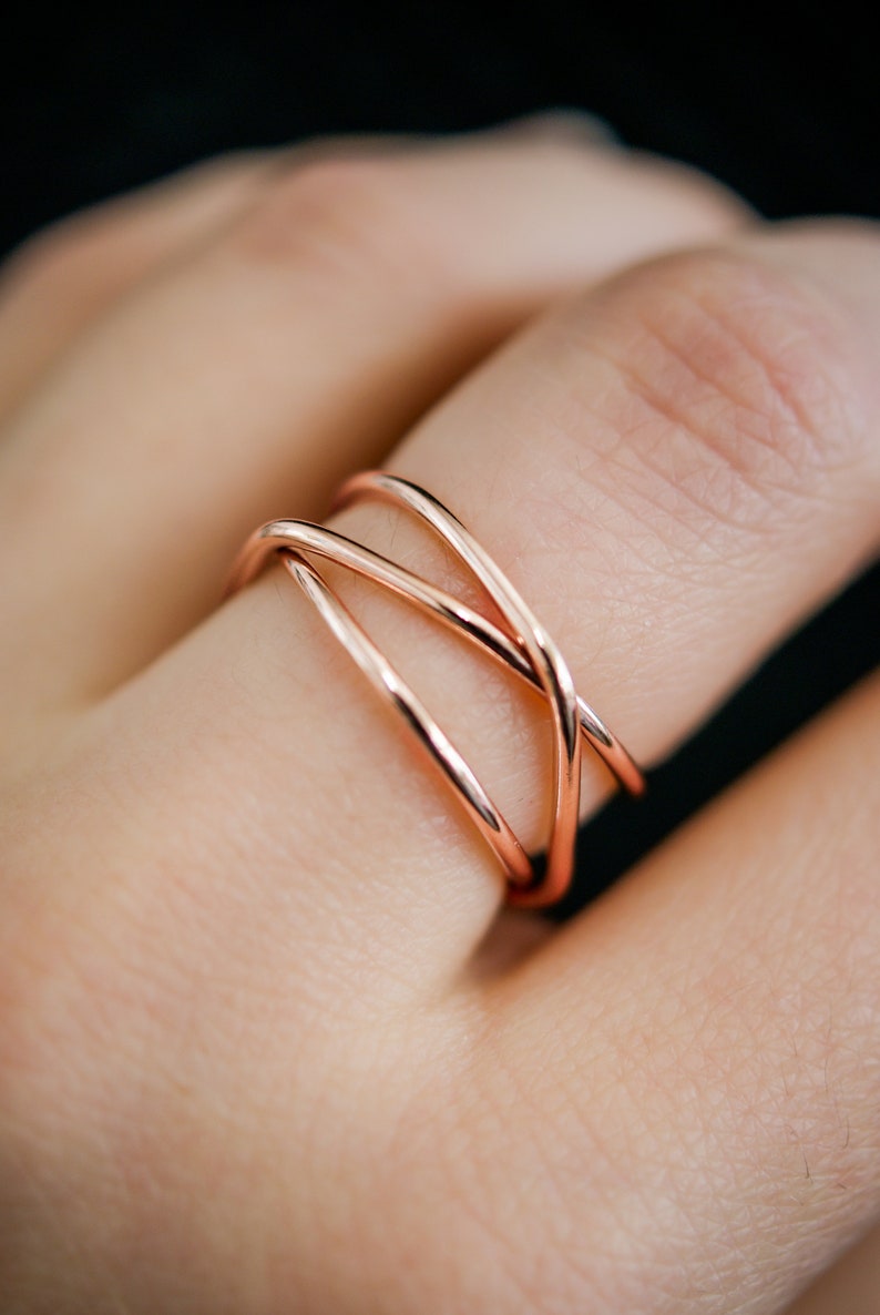 Wraparound Ring, 14K Rose Gold Fill, rose gold filled, wrapped criss cross ring, woven ring, infinity, intertwined, overlapping, texture image 8