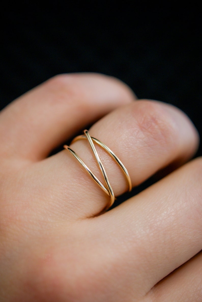 Wickelring, 14K Gold Fill Wickelring, gold filled, gewickelter Criss Cross Ring, gewebter Ring, Unendlichkeit, verflochten, überlappend, Textur Bild 1